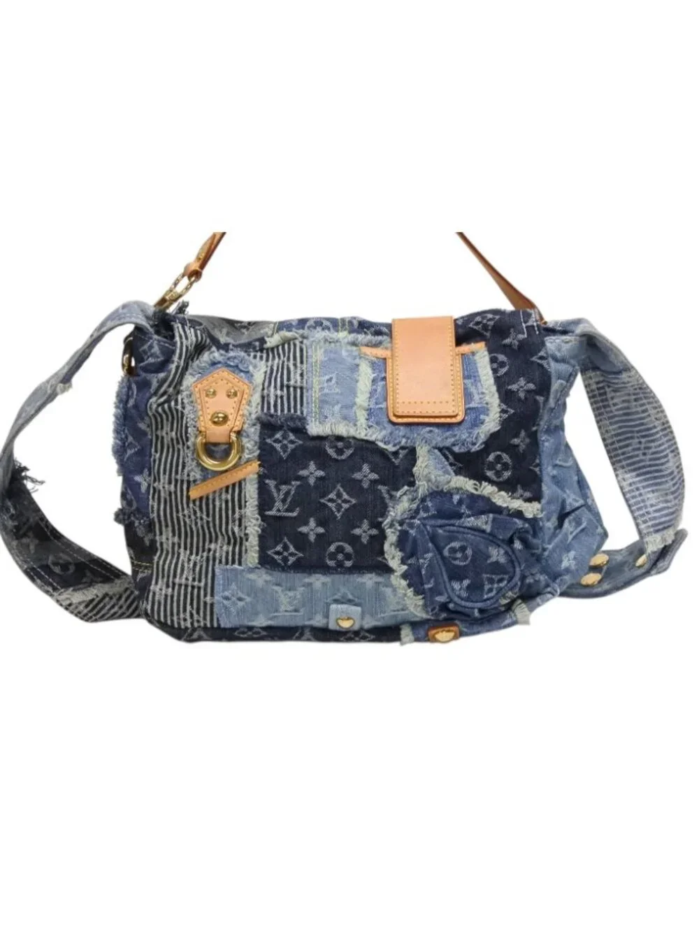 Louis Vuitton Patchwork Posty Messenger Bag Monogram Denim Blue